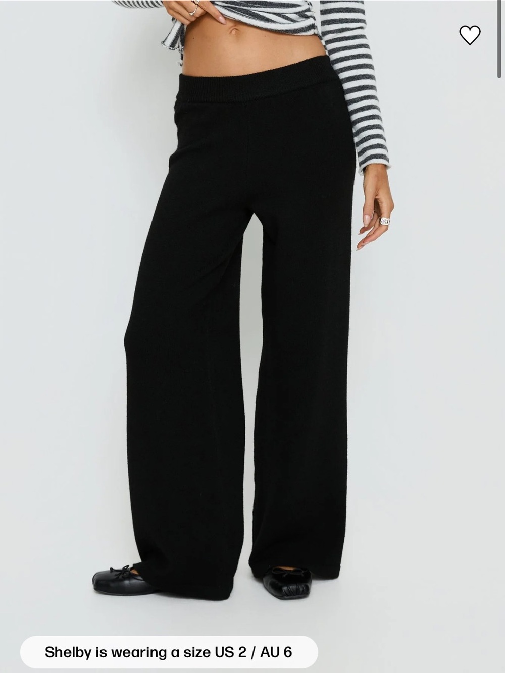 Princess Polly Black Wide Leg Knit Pants